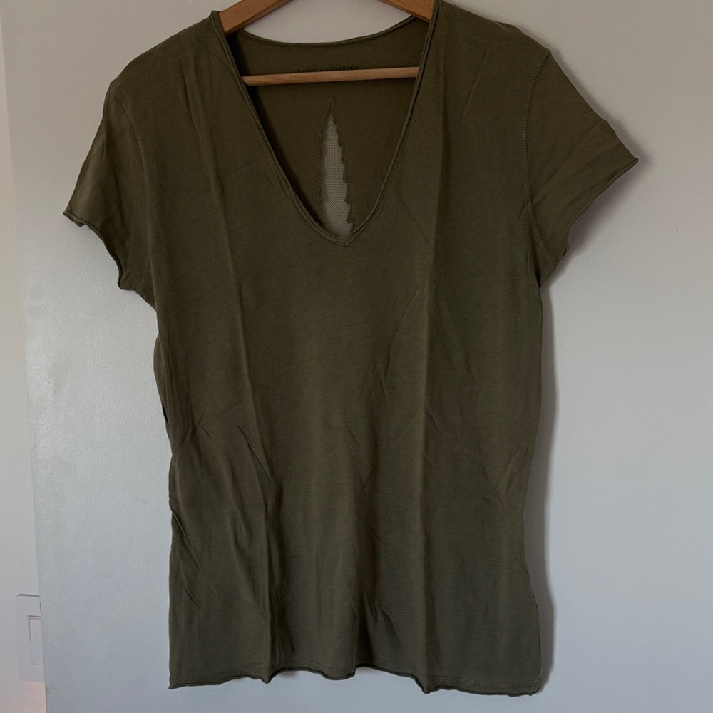 Zadig & Voltaire Khaki V-Neck Short Sleeve Tee